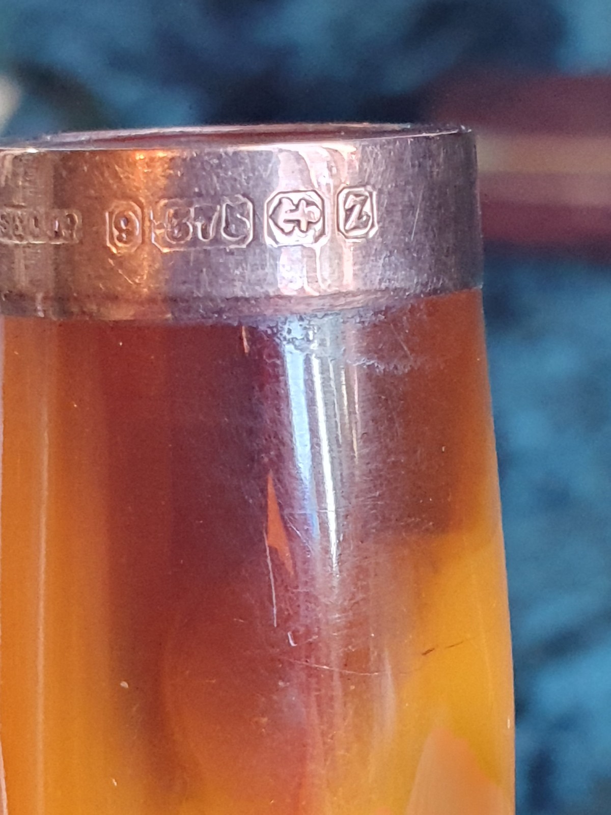 Antique Amber Cheroot/Cigar Holder with 9ct Gold Hallmarked 1899 Ring & Case