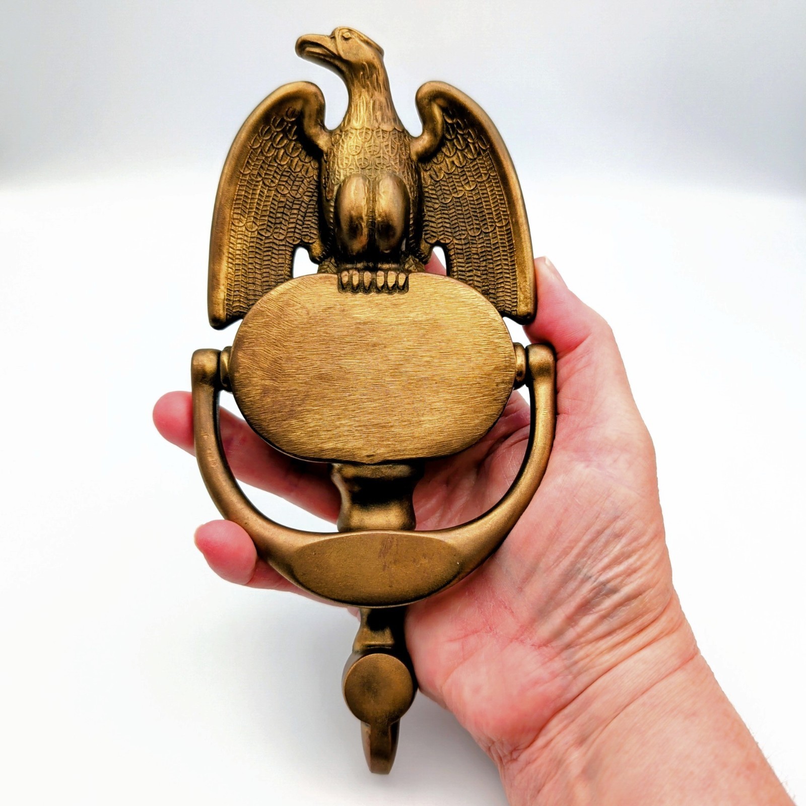 Vintage Brass Metal American Eagle Door Knocker 8” Heavy Brass Decor