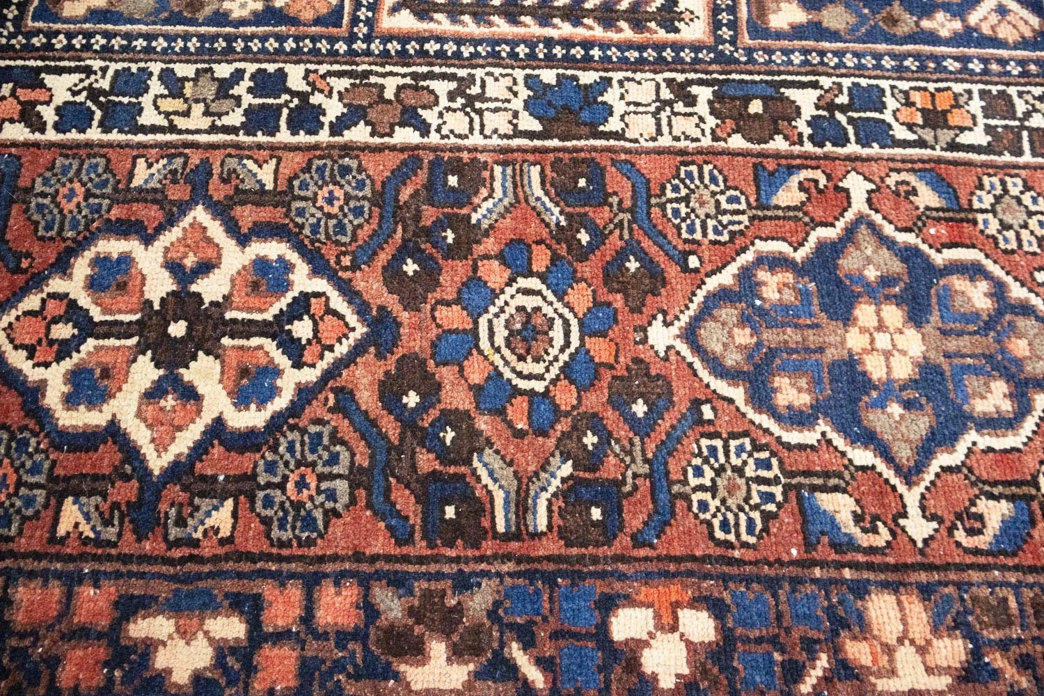 8’9 x 10’5 ft Semi-Antique Handmade Geometric Wool Living Room Carpet