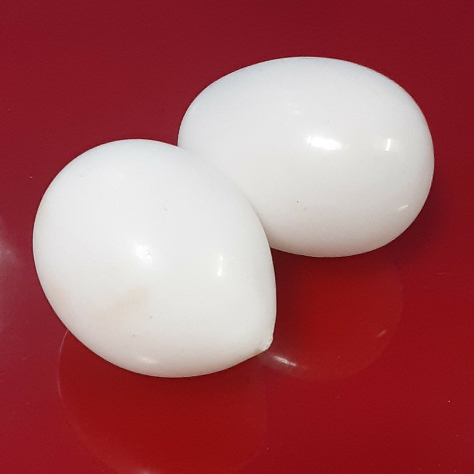 2 Antique Vintage Pontil White Milk Glass Hand Blown Nesting Chicken Eggs