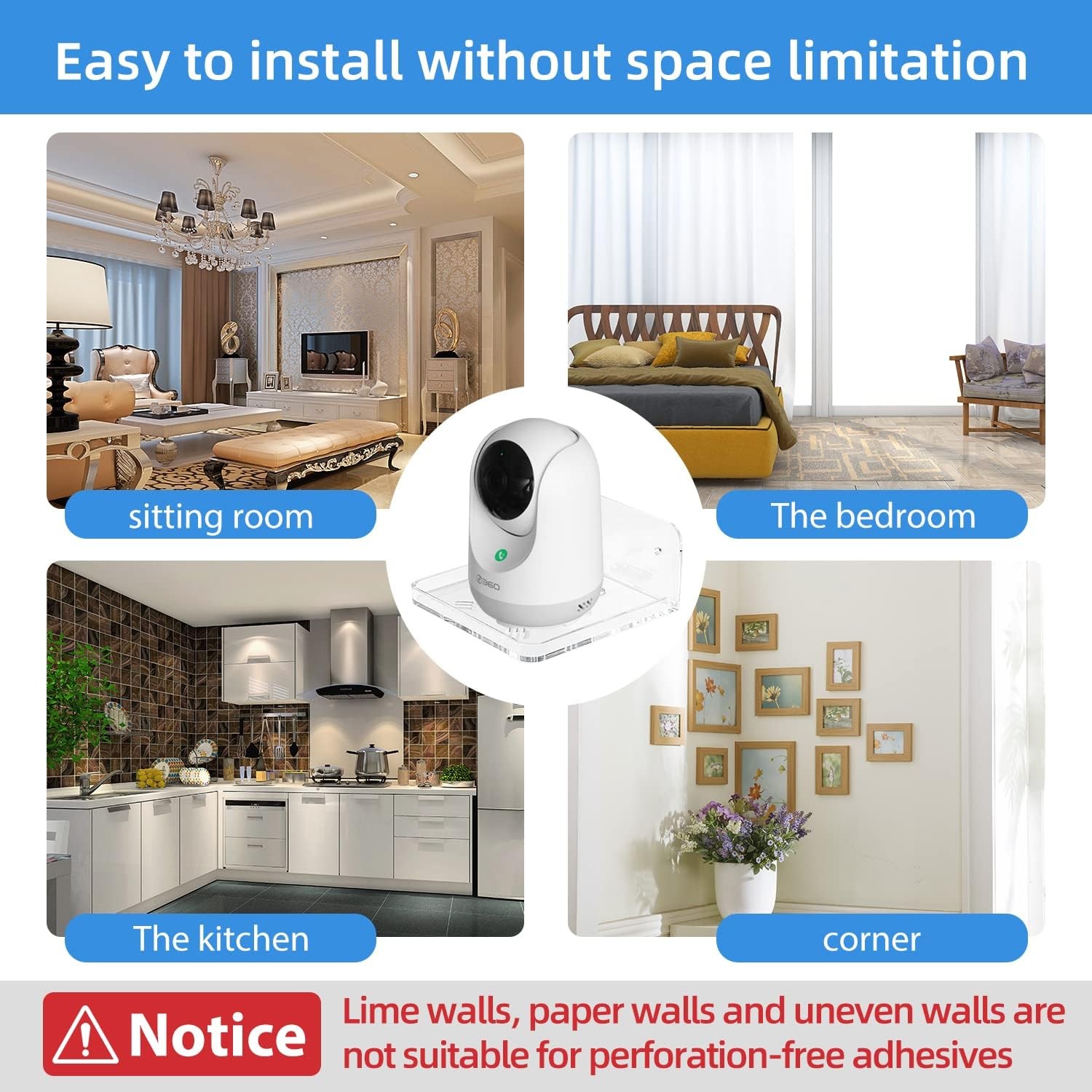 Wall Mount Floating Shelves for 2 Pcs Camera Mini Speaker Shelf Baby Monitor – C