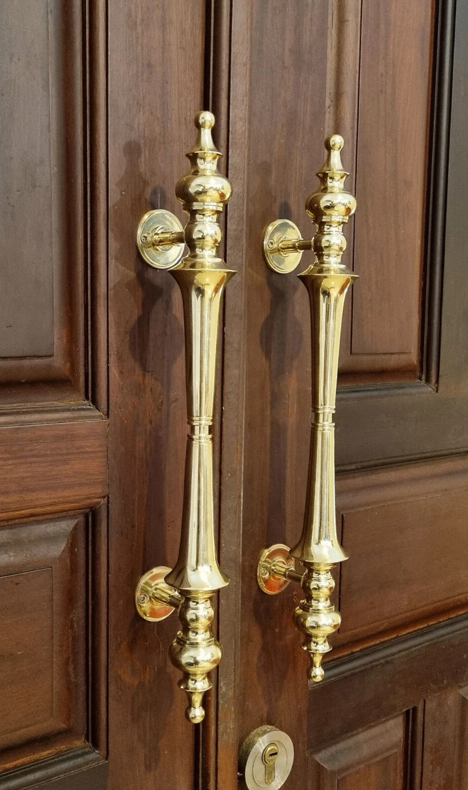 2 Gorgeous 15.3/4” inch brass Large 40 cm long door handle Vintage Style