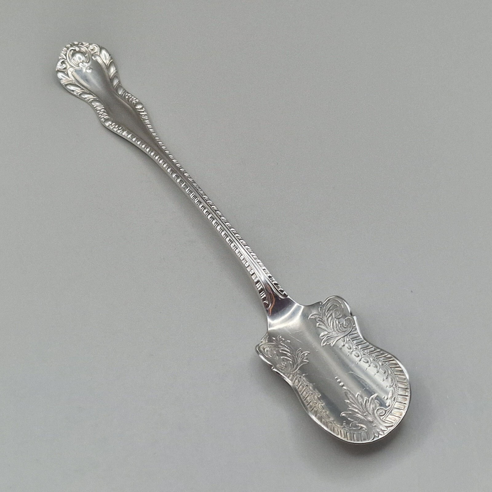 Solid Silver Cheese Scoop Spoon Gadroon Pattern by Levi & Salaman 1895