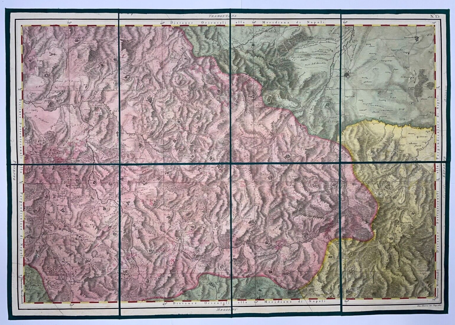 ITALY ASCOLI LACEDOGNA CAMPANIA 1807 RIZZI ZANNONI/GUERRA LARGE ANTIQUE MAP