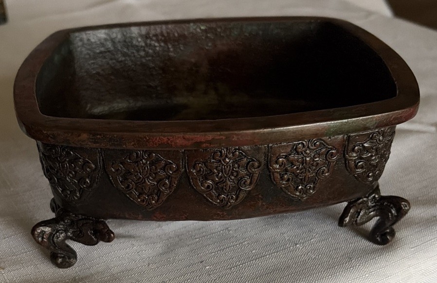 Antique Meiji Japanese makers mark Bronze with Dark patina