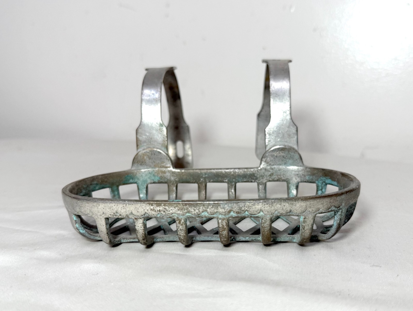 Antique industrial nickel plate brass bathroom bathtub fixture soap dish holder