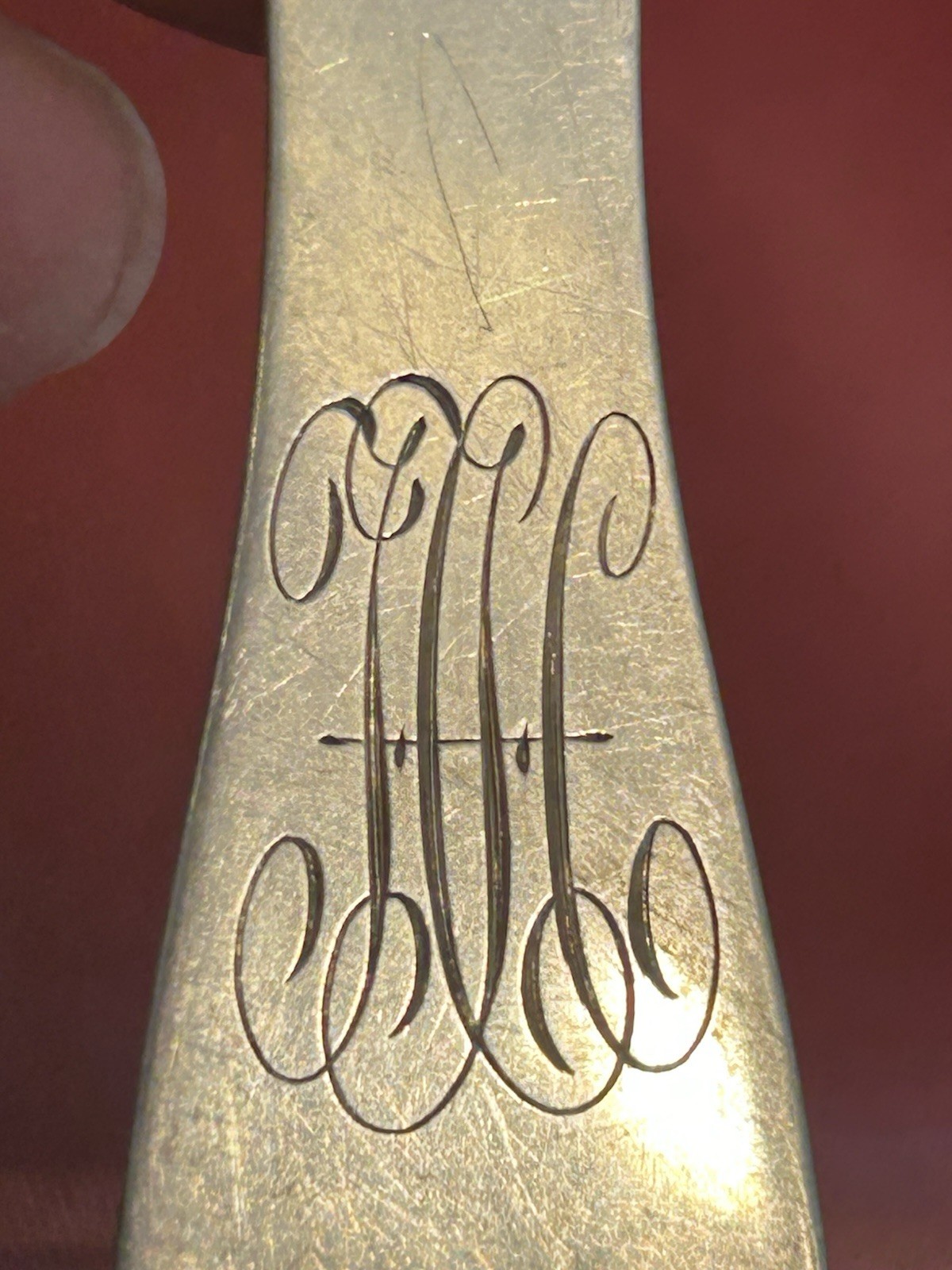 Monnogramed Sterling Silver Bodkin Ribbon Threader Sterling Mark 6 grams