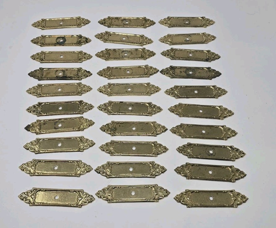 Vintage Ornate Brass Drawer Pull Backing Plate Lot Of 30