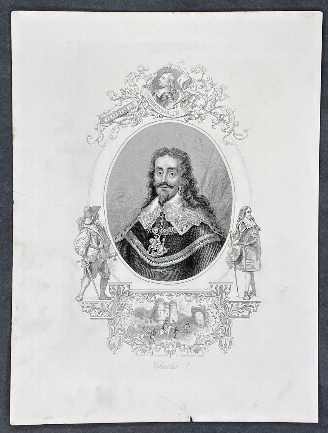 1835 Rev James Barclay Antique Print a Portrait of Charles I of England