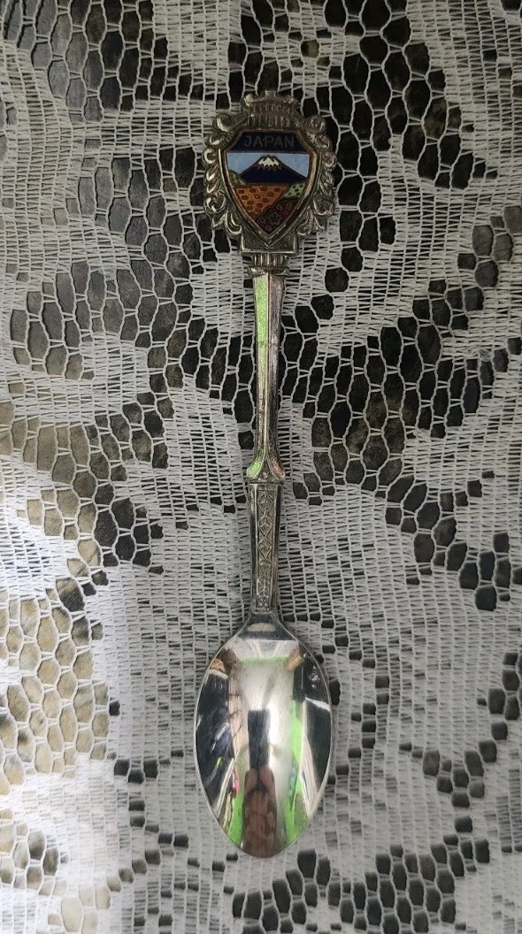 VINTAGE KS NICKEL SILVER JAPAN 🇯🇵 SOUVENIR DEMITASSE COFFEE SPOON🍵