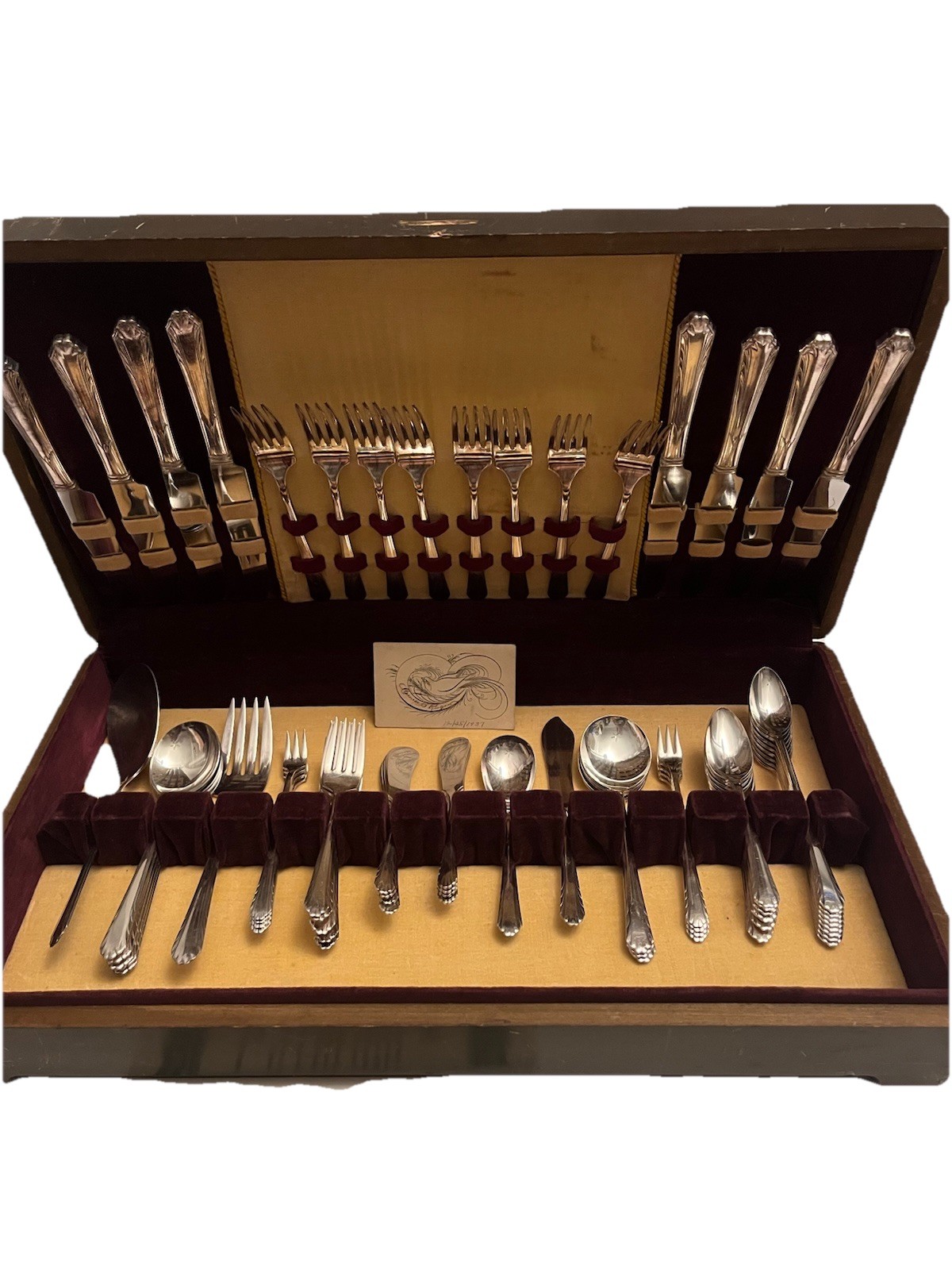 VTG NTS16 (Silverplate) by National Silver Co 68 Pieces Flatware. Certificate
