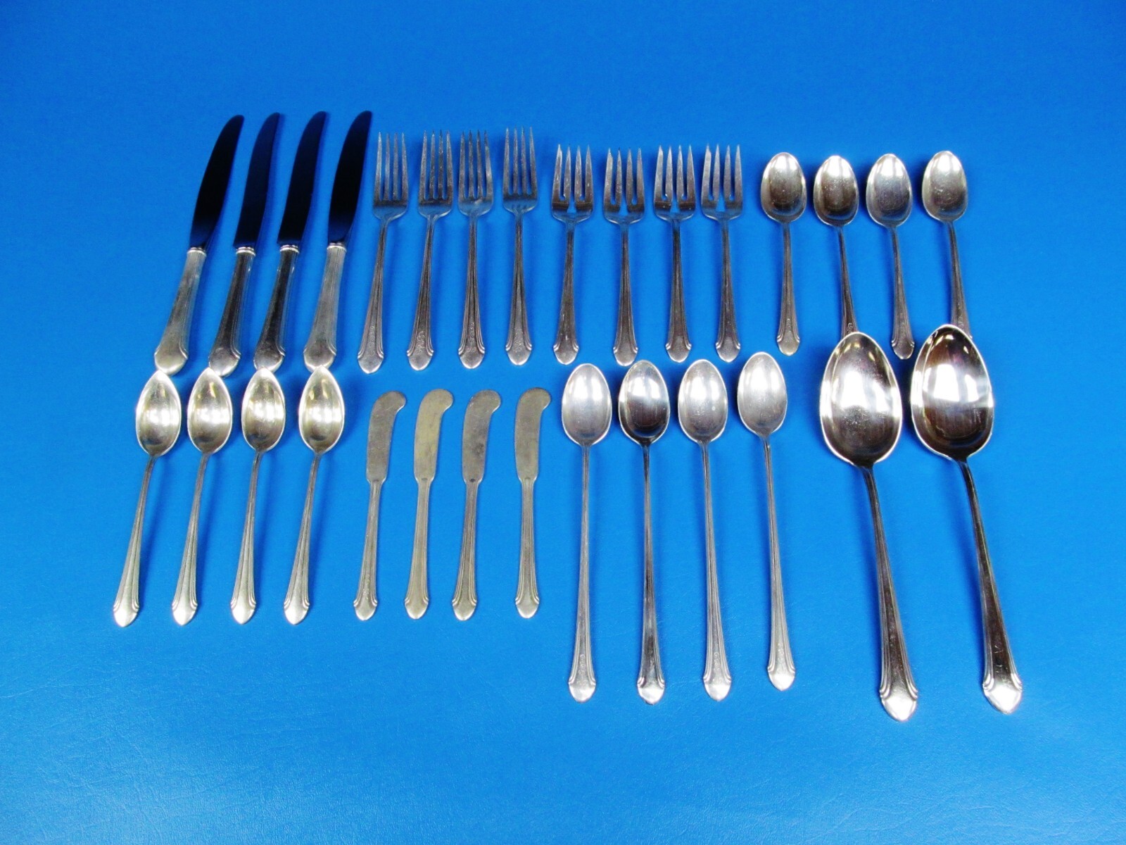 Romantique by Alvin Sterling Silver Flatware Service For 4, 30 pieces.