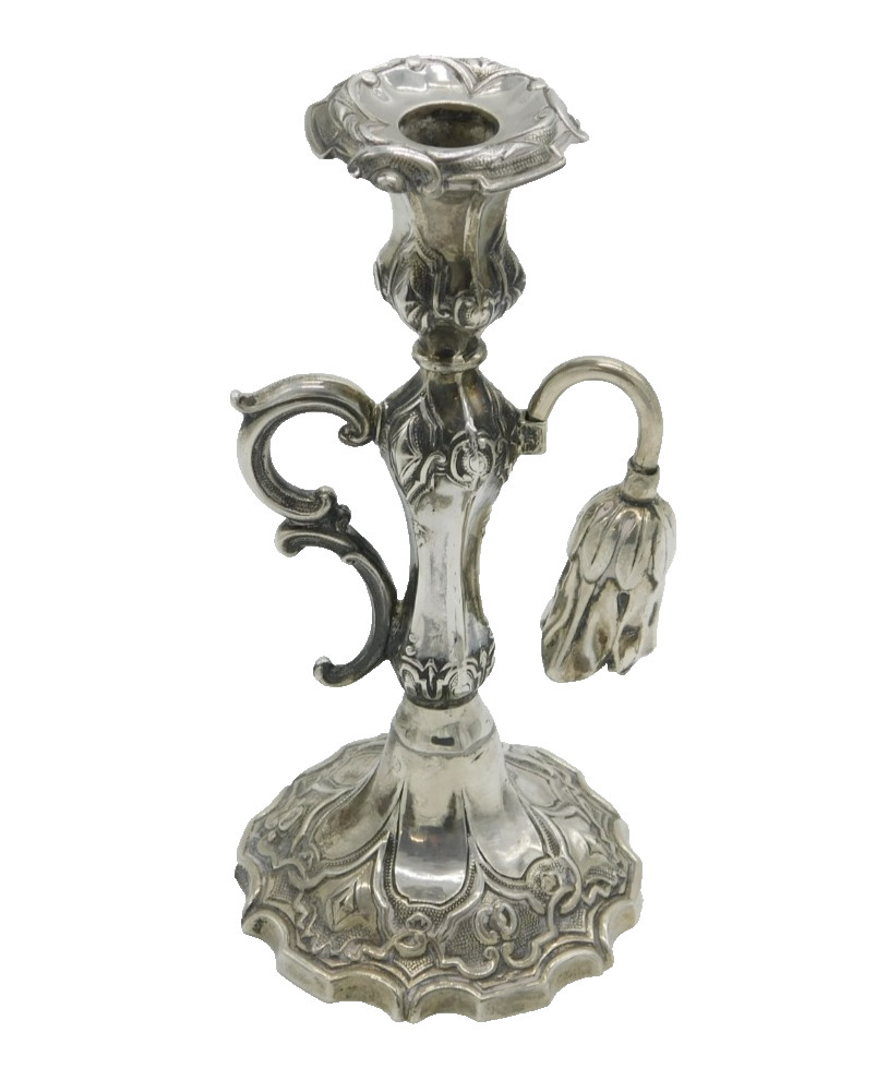 Victorian Sterling Silver Floral Form Chamberstick Antique 1848 Sheffield