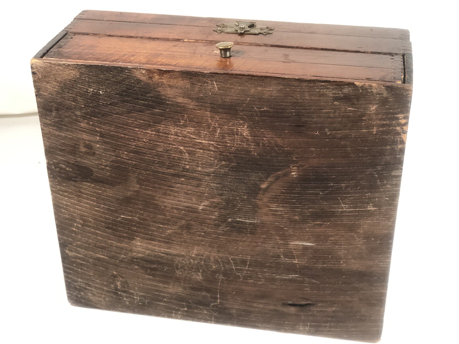 Antique Primitive Solid Wood Storage Box Writing Dovetail Corners Lid Display