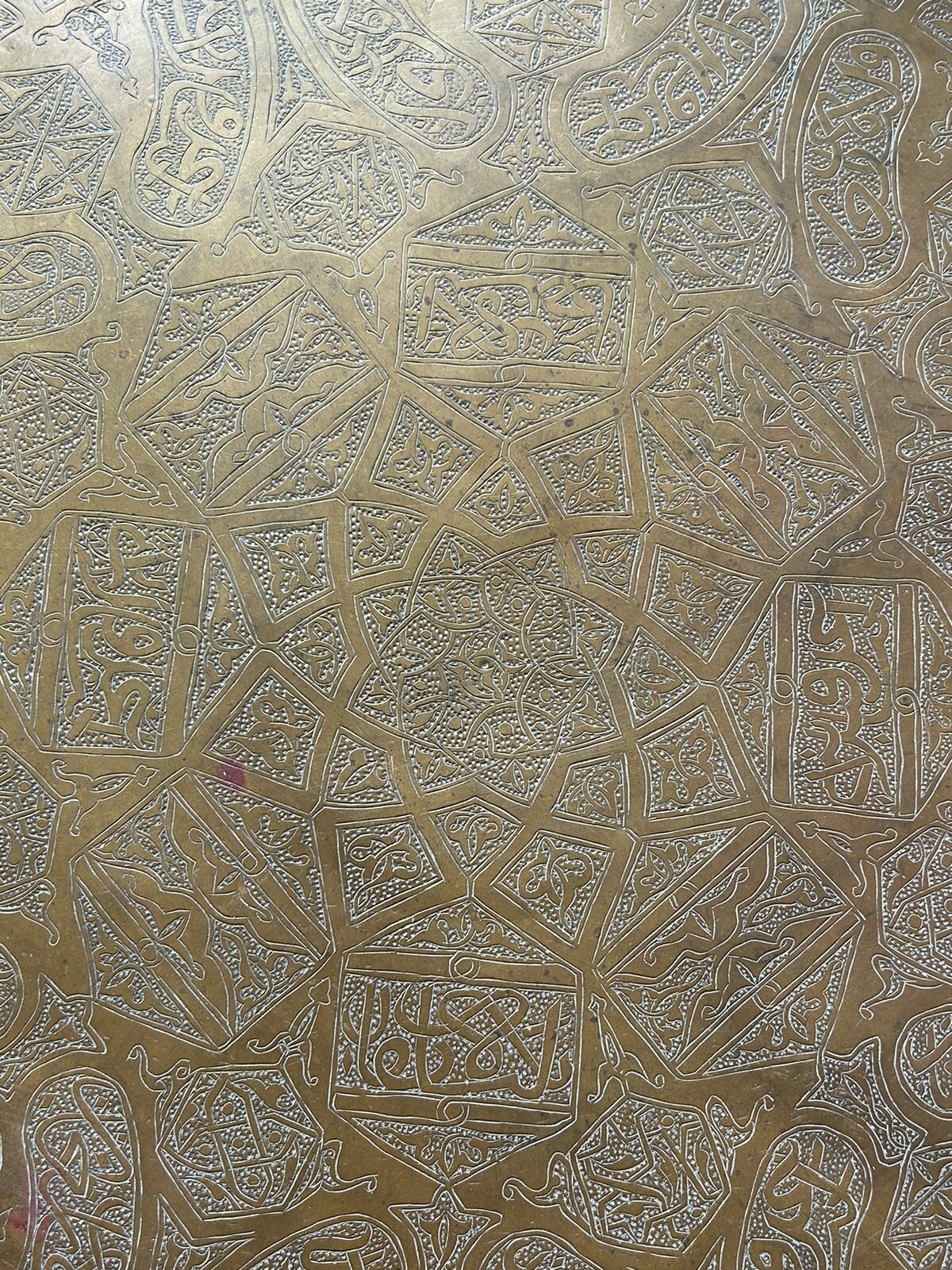 Antique Arabic Middle Eastern Serving Tray Table Top Copper Brass Metal