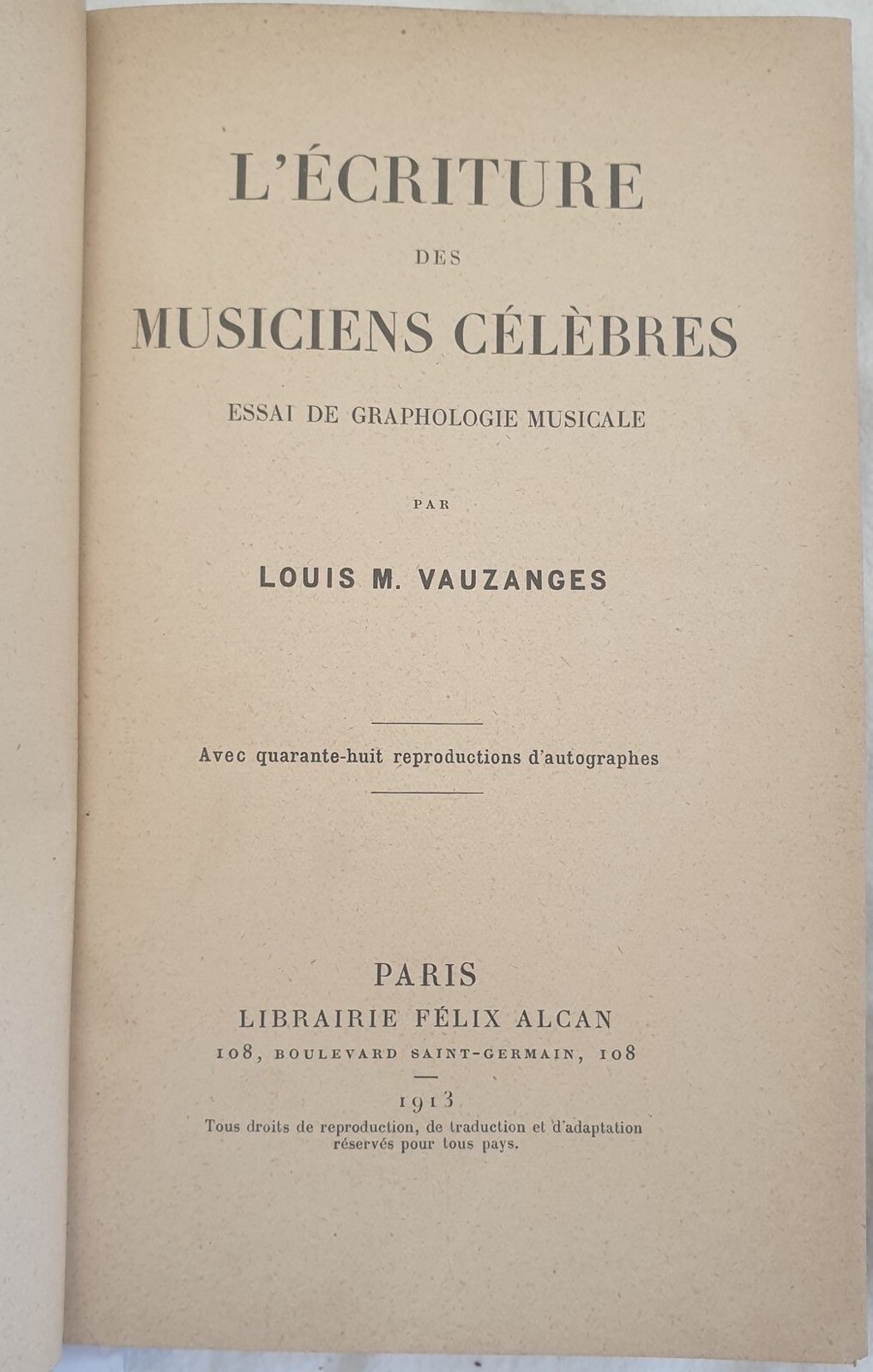 VAUZANGES Handwriting of Famous Musicians Graphology Script Music Writing 1913