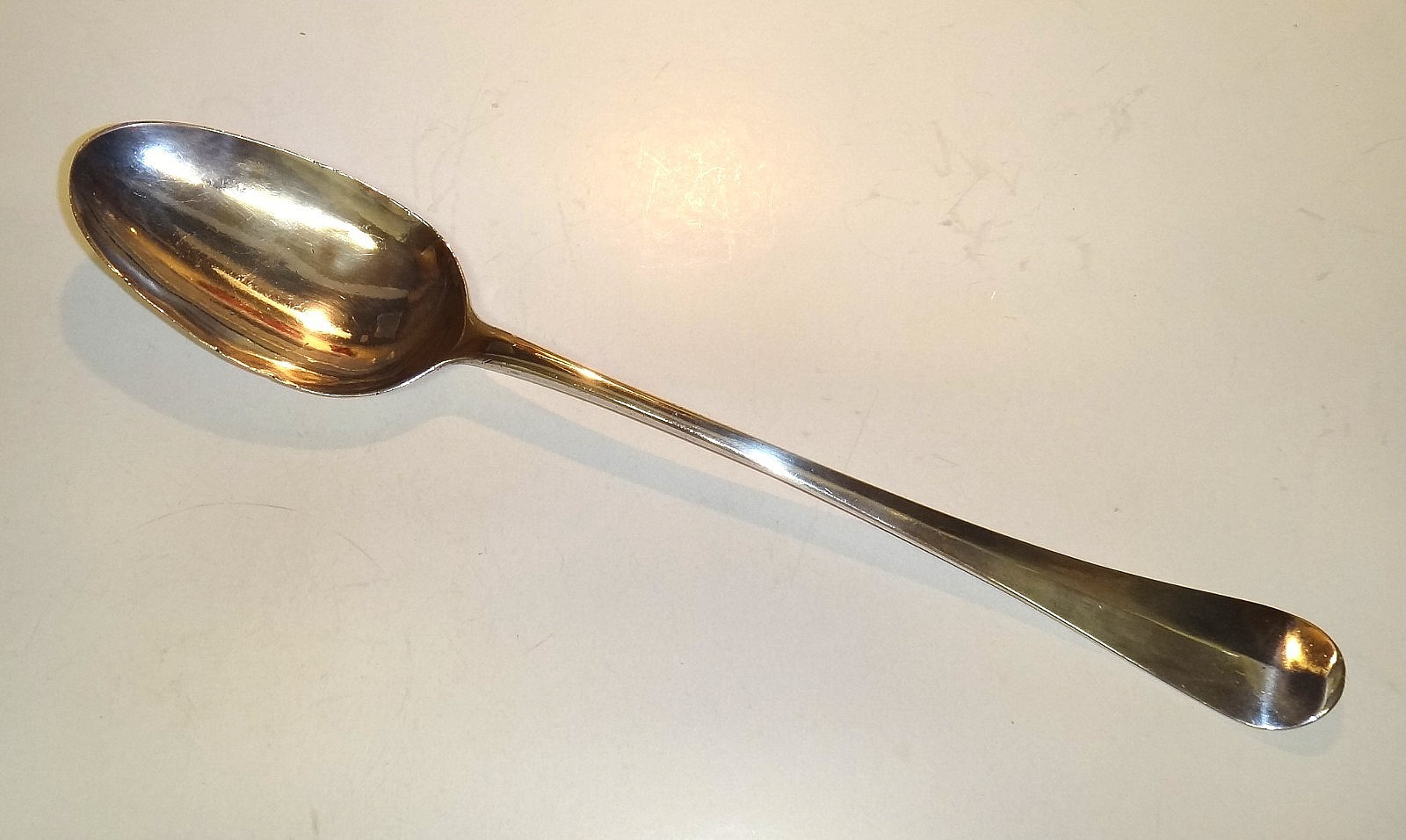 Antique George II Sterling 13” Stuffing Basting Spoon Marmaduke Daintrey 1743
