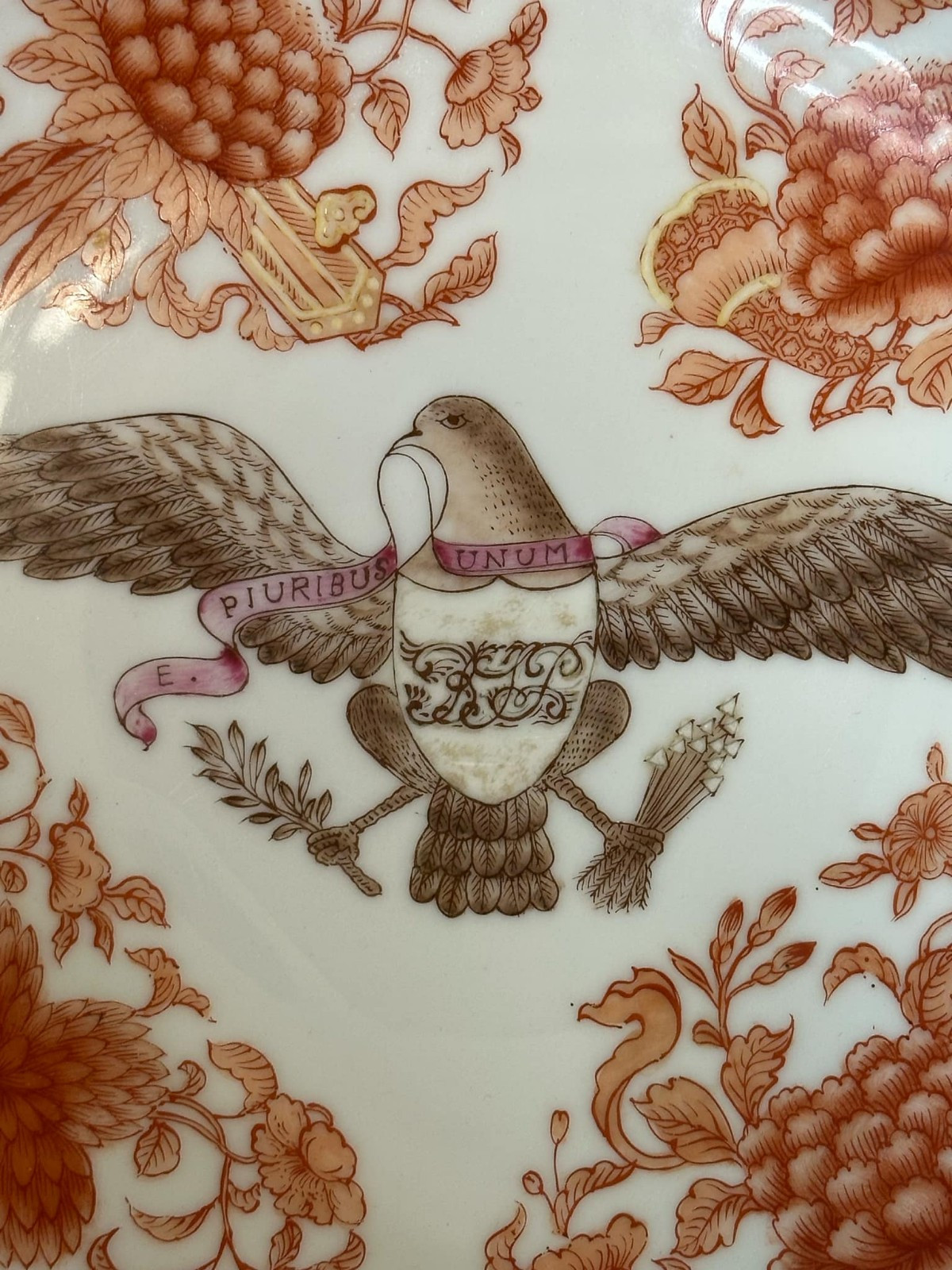 Large Orange FITZHUGH 1815 American Eagle Bowl 10×4.3″