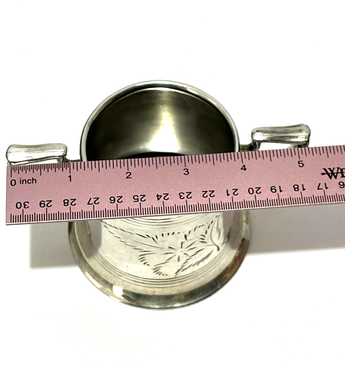 Sheffield Reproduction Silver Plated Two-Handled Cup Wide Base Etched