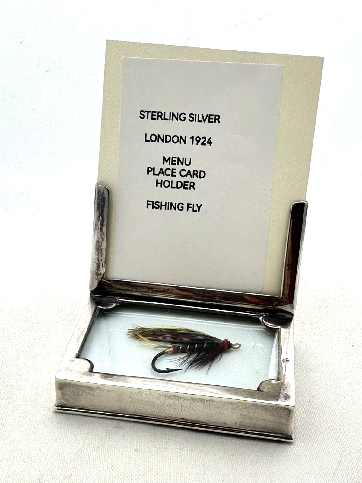 Sterling Silver Menu Place Card Holder Fly Fishing Lure London 1924
