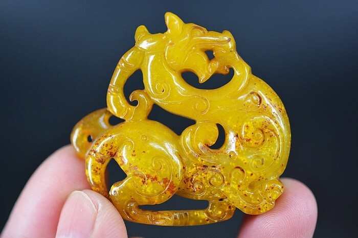 Delicate Chinese Old Jade Carved *Dragon* Pendant A16