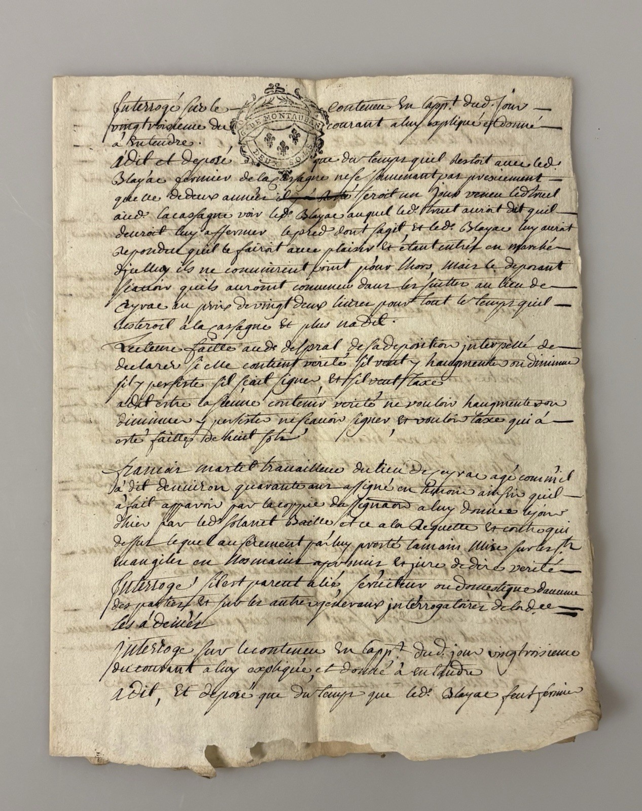 Antique 18th Century French Handwritten Legal Manuscript Document w Seal
