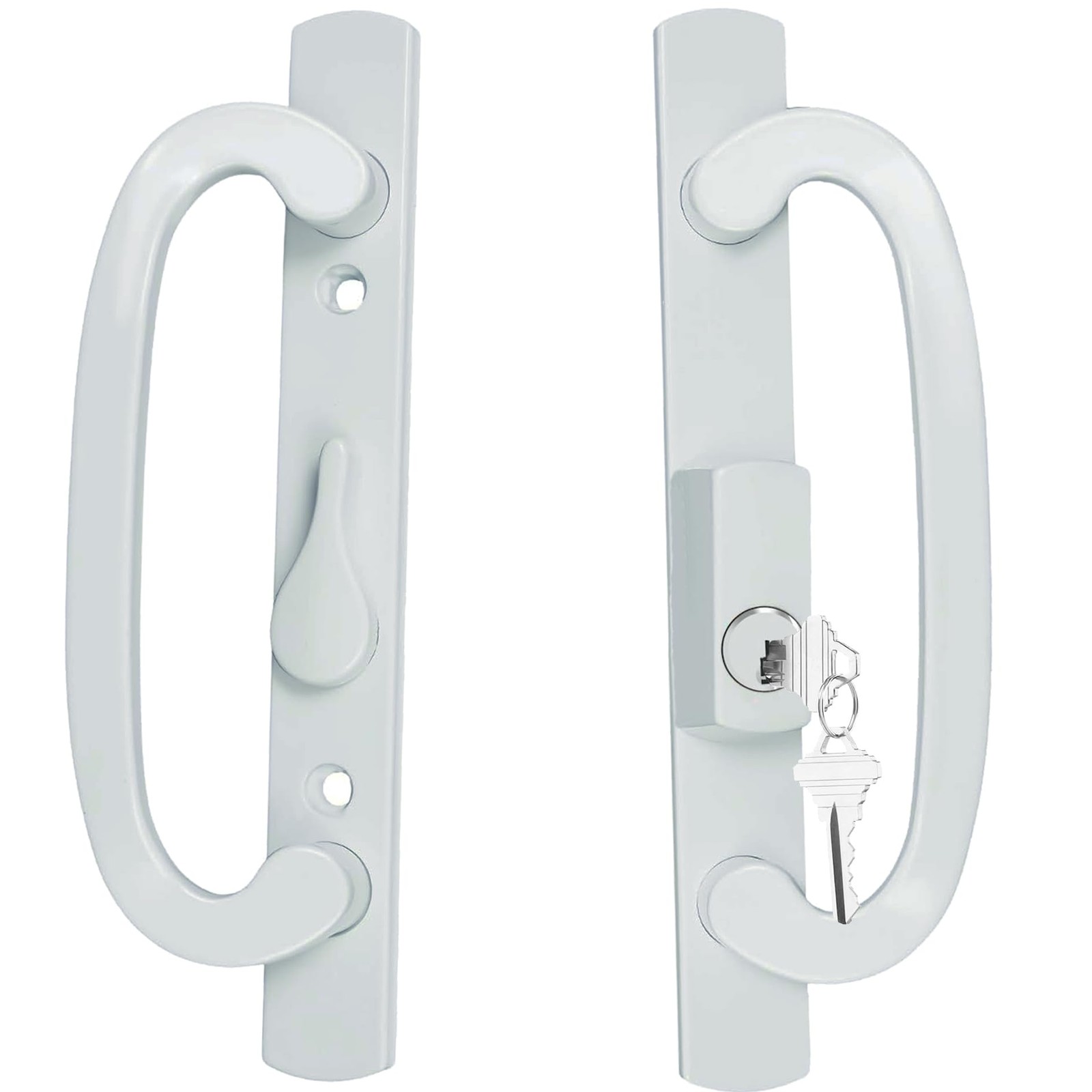 ReigaHood Keyed Sliding Patio Glass Door Handle Set Fits for White Diecast