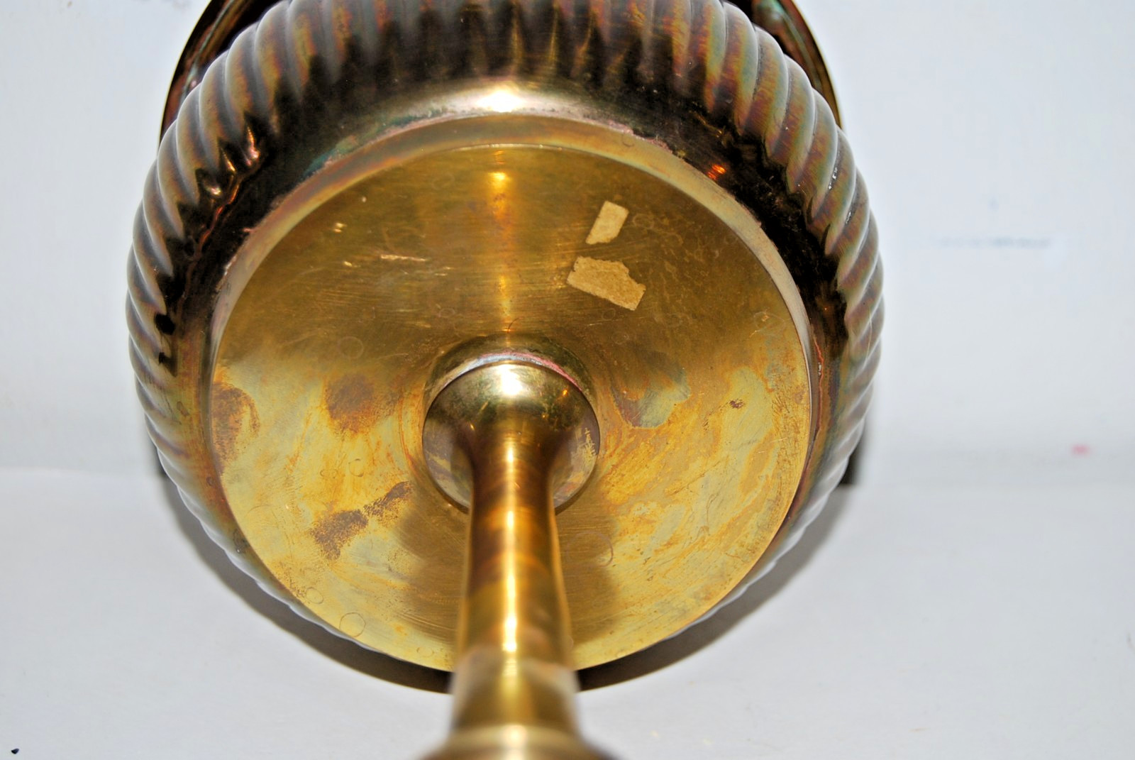Solid Brass Planter Antique Home Decor Large Goblet w/ Patina w/ Pedestal 13″