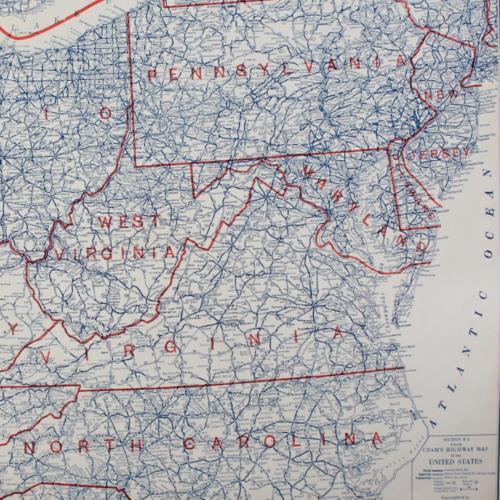 MID ATLANTIC Antique MAP Highway Large COLOR 1928 21″x14″ USA Jazz Age 1920s NJ
