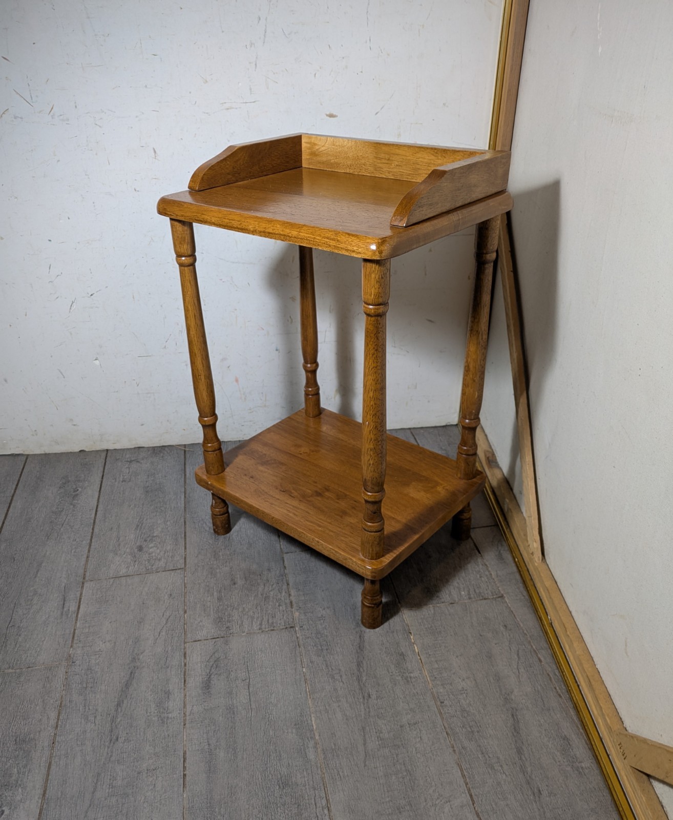 Vintage Rustic Country Colonial Solid Wood Small 2-Tier Side Telephone Table W52