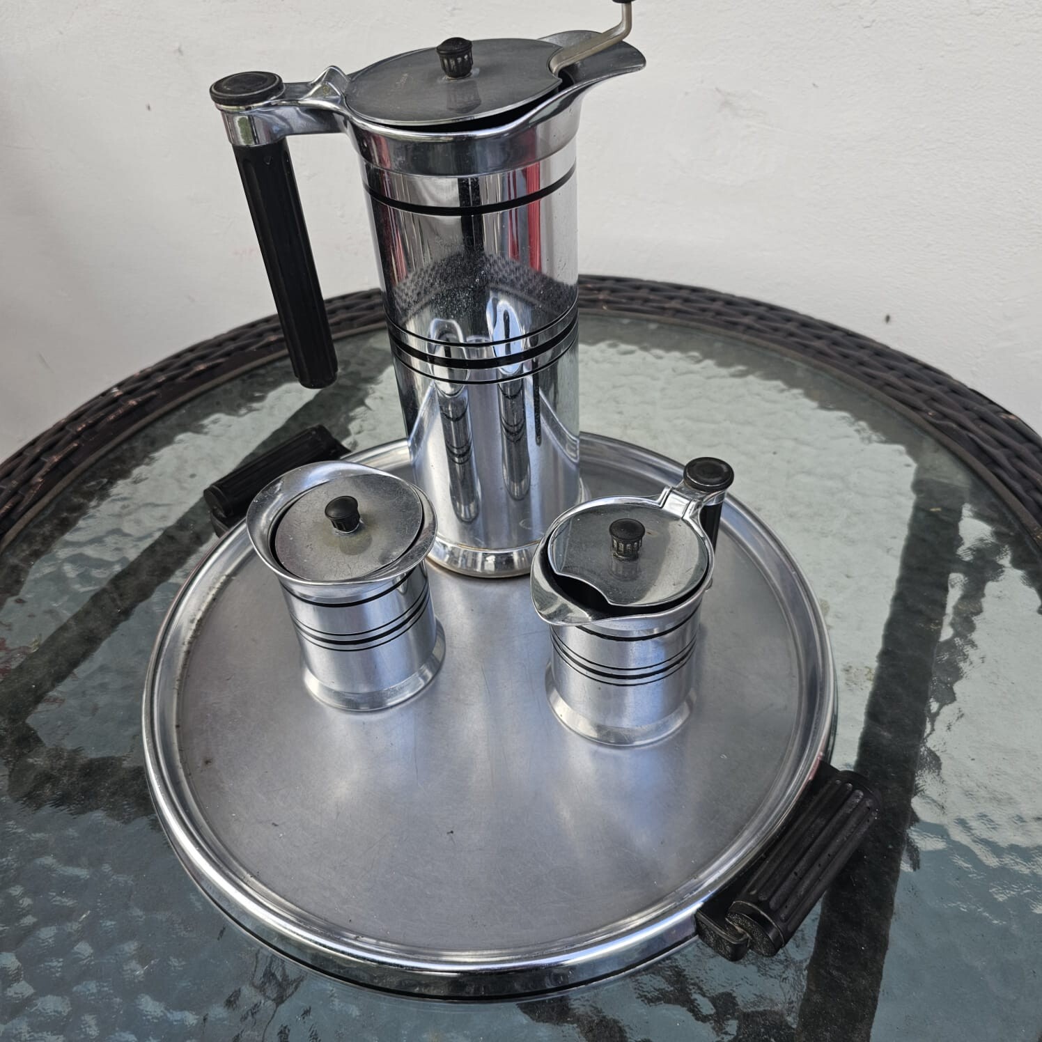 Sunbeam Chrome Art Deco Beverage, 4 Piece Set made in 1934 – by Michael McArdle