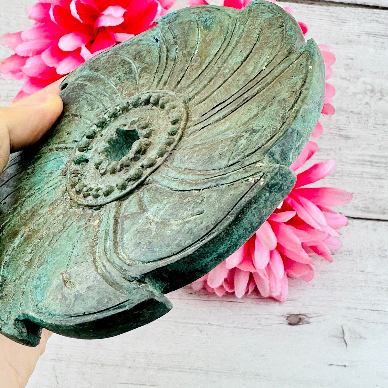 Antique Chakra Rowel Khmer Godness Weapon Bronze Warrior Vishnu Guardian #18052