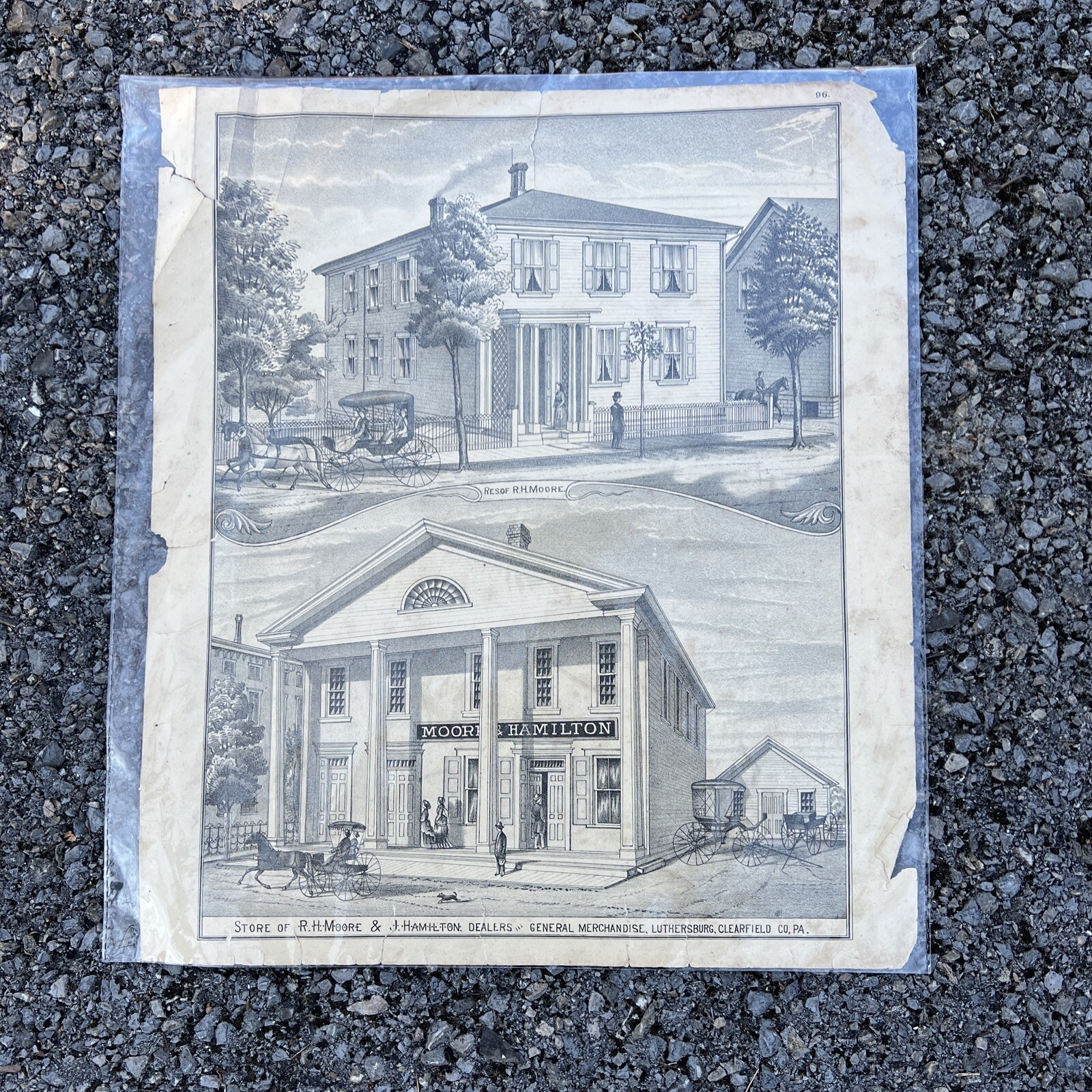 1880’s Atlas Page Victorian Homes Farms Clearfield PA Moore Hamilton Gen Store