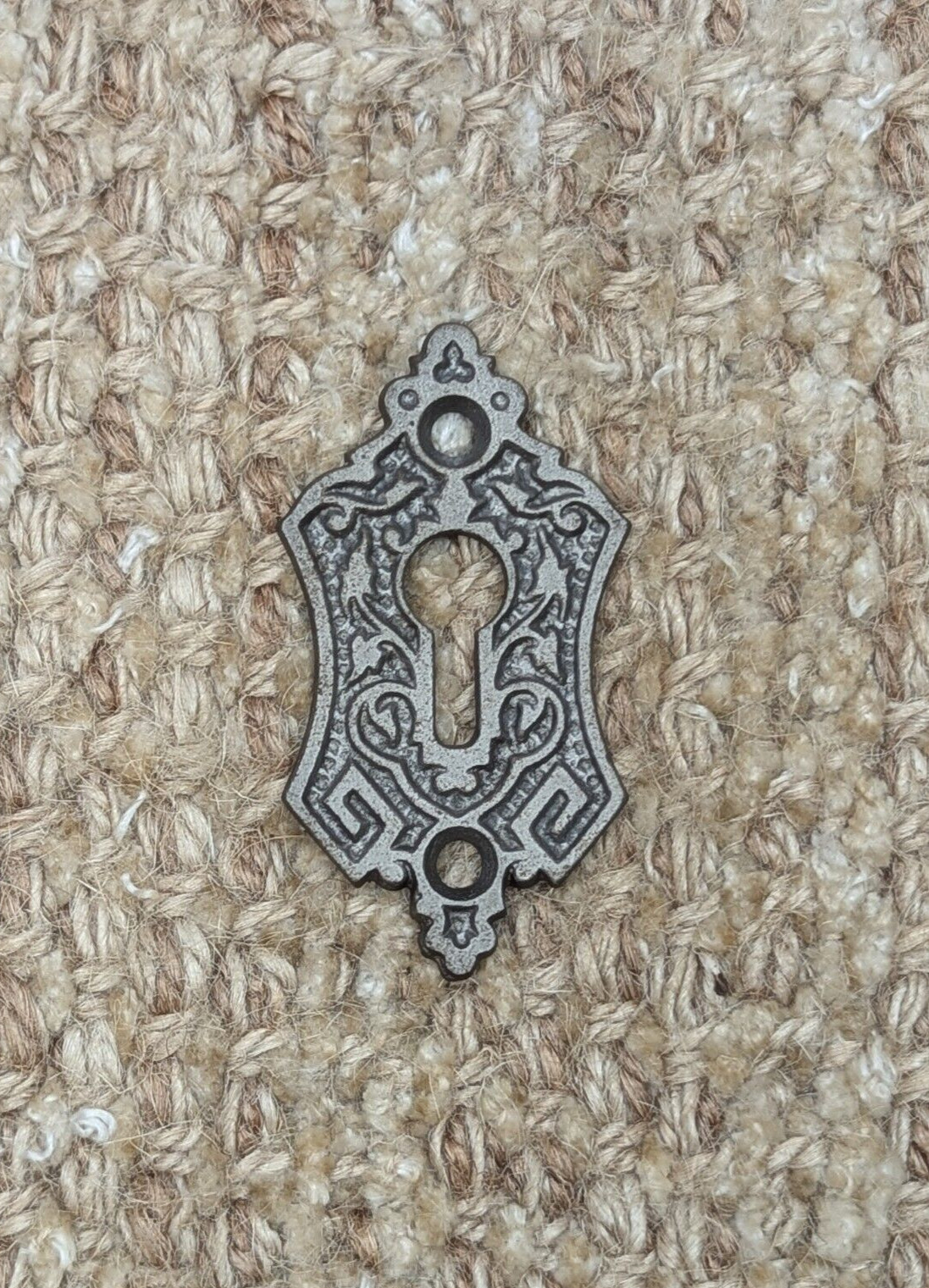 Antique Ornate Cast Iron Key Hole Cover Escutcheon