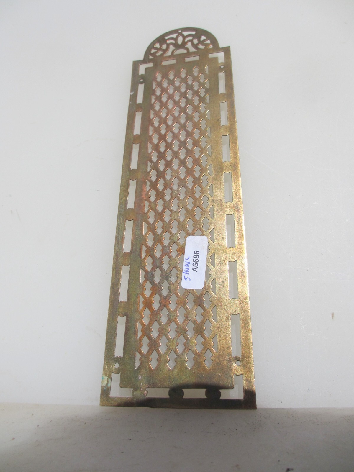 Victorian Brass Pierced Finger Plate Push Door Handle French Antique Old Vintage