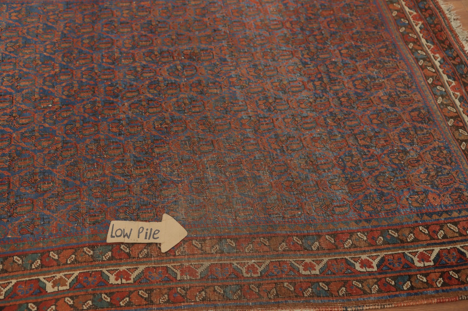 Pre-1900 Antique Vegetable Dye All-Over Pattern Rug 4×6 ft Hand-knotted Wool