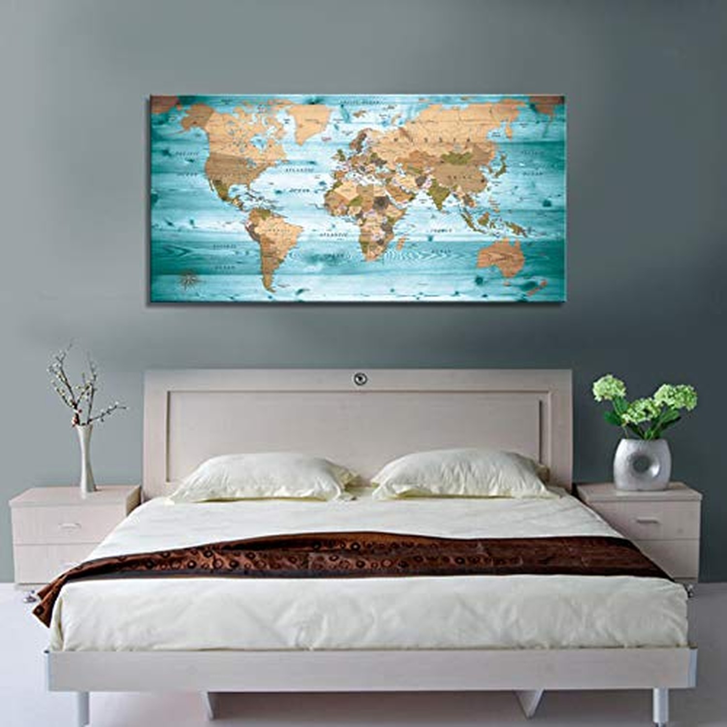 World Map Poster Wall Art for Office Decor Vintage Photos Canvas Prints Nauti…