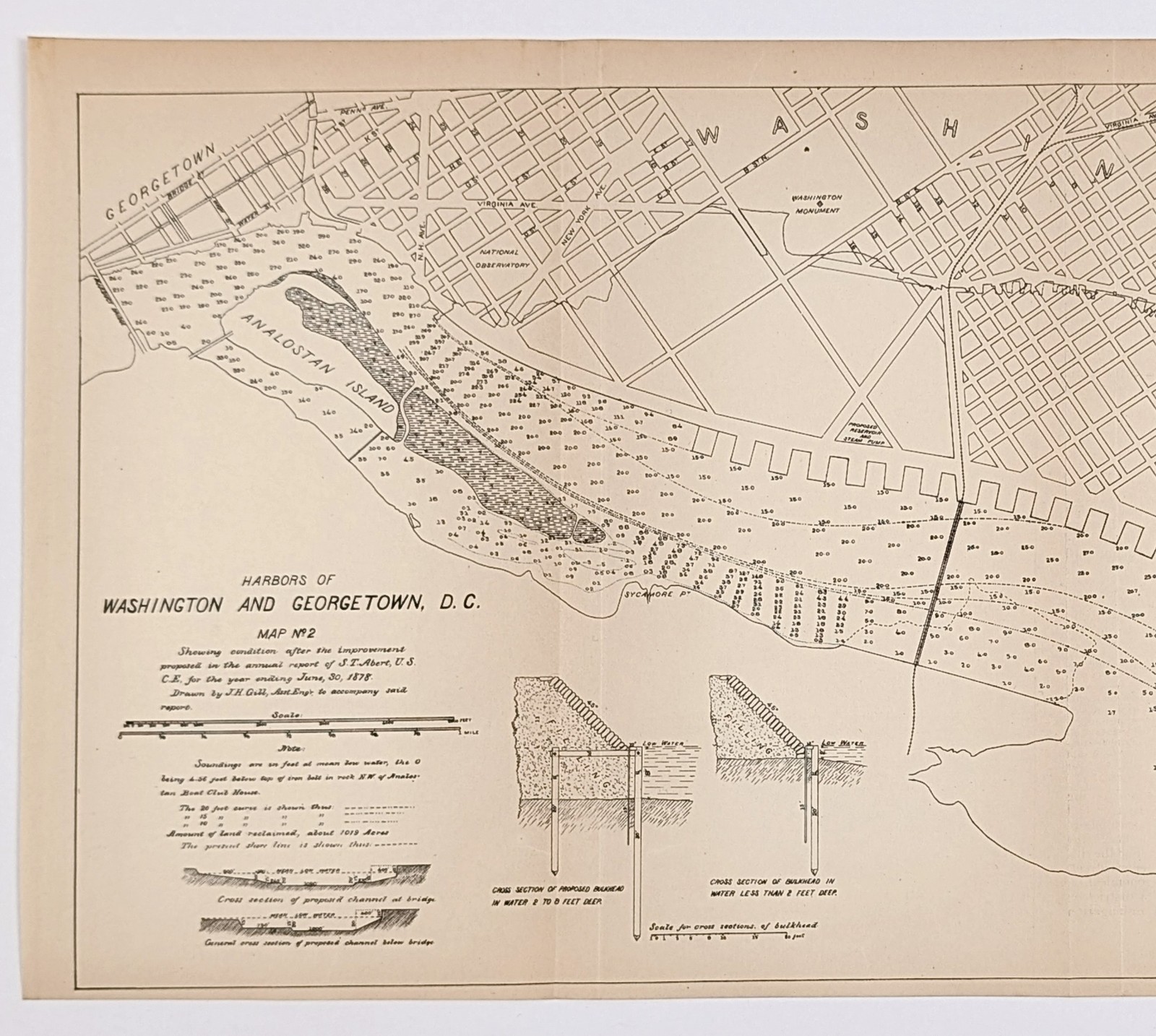 1878 Washington & Georgetown Harbor – Map ORIGINAL POTOMAC RIVER