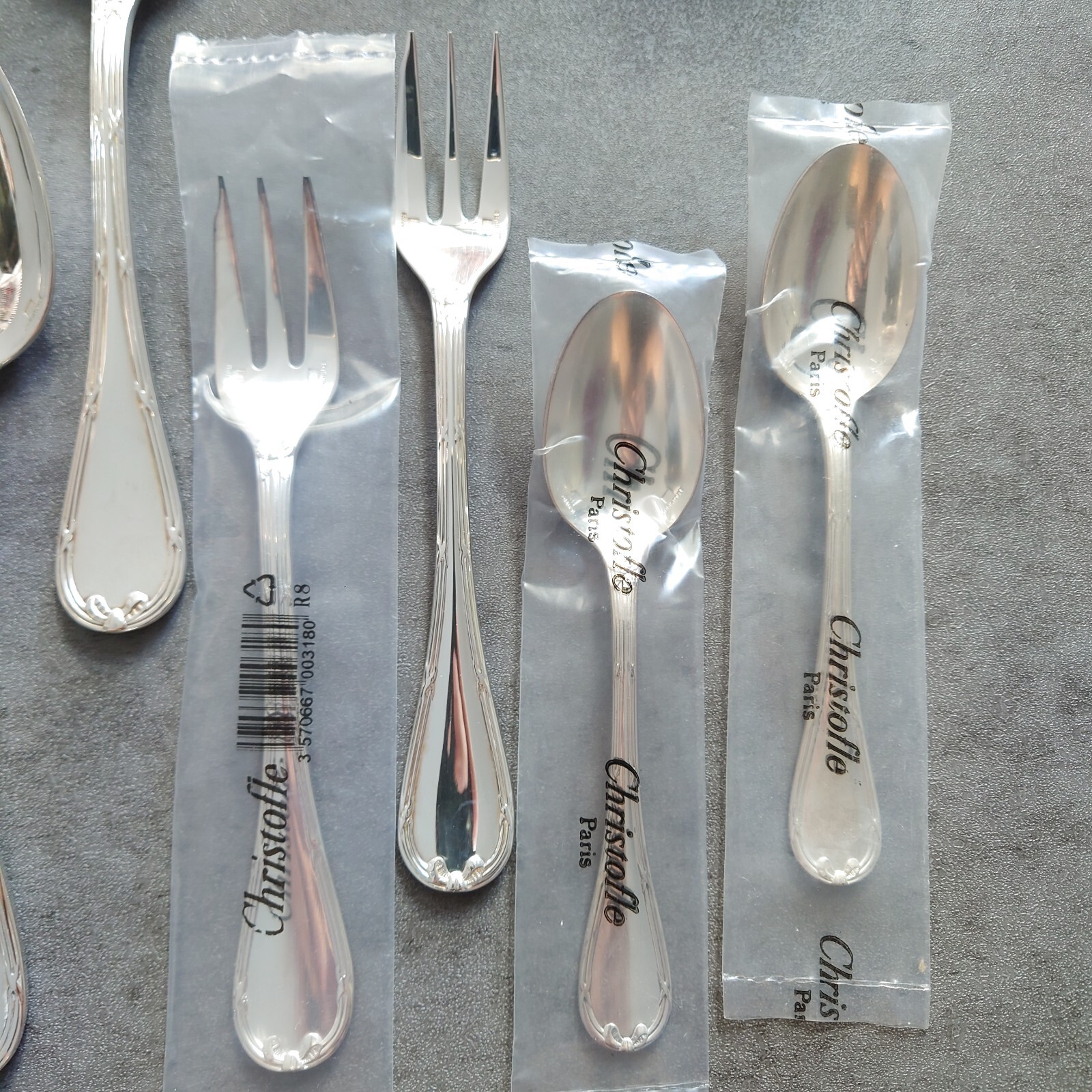 Christofle Rubans Silverplate Flatware Standard Knife Fork Spoon 10pcs Excellent