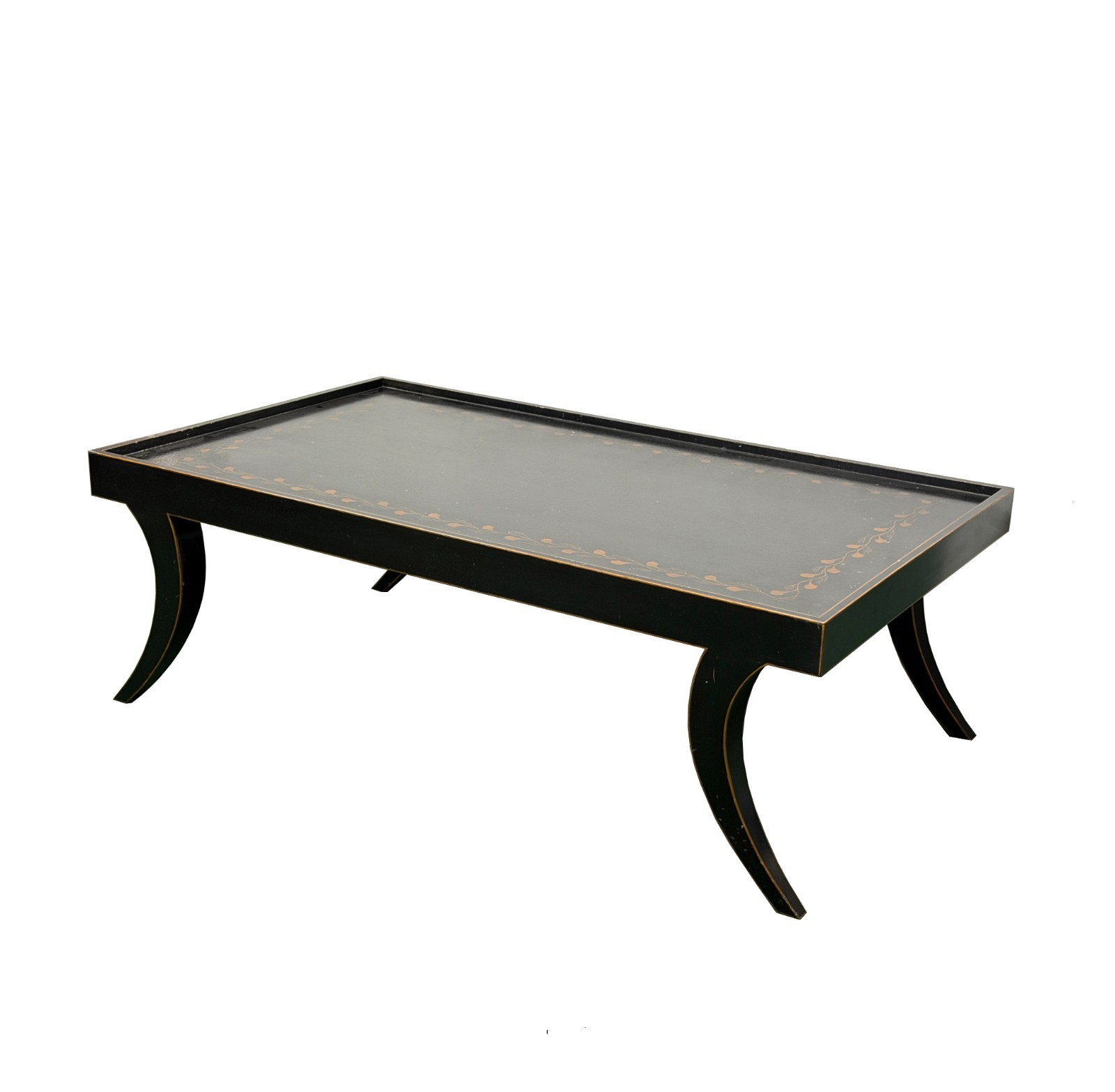 Vintage Black Slayed Legs Rectangular Low Coffee Table GB679