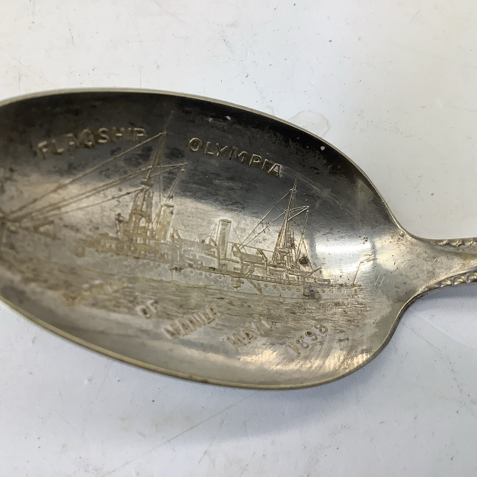 Commodore Dewey Flagship Olympia Vintage Souvenir Spoon 6”