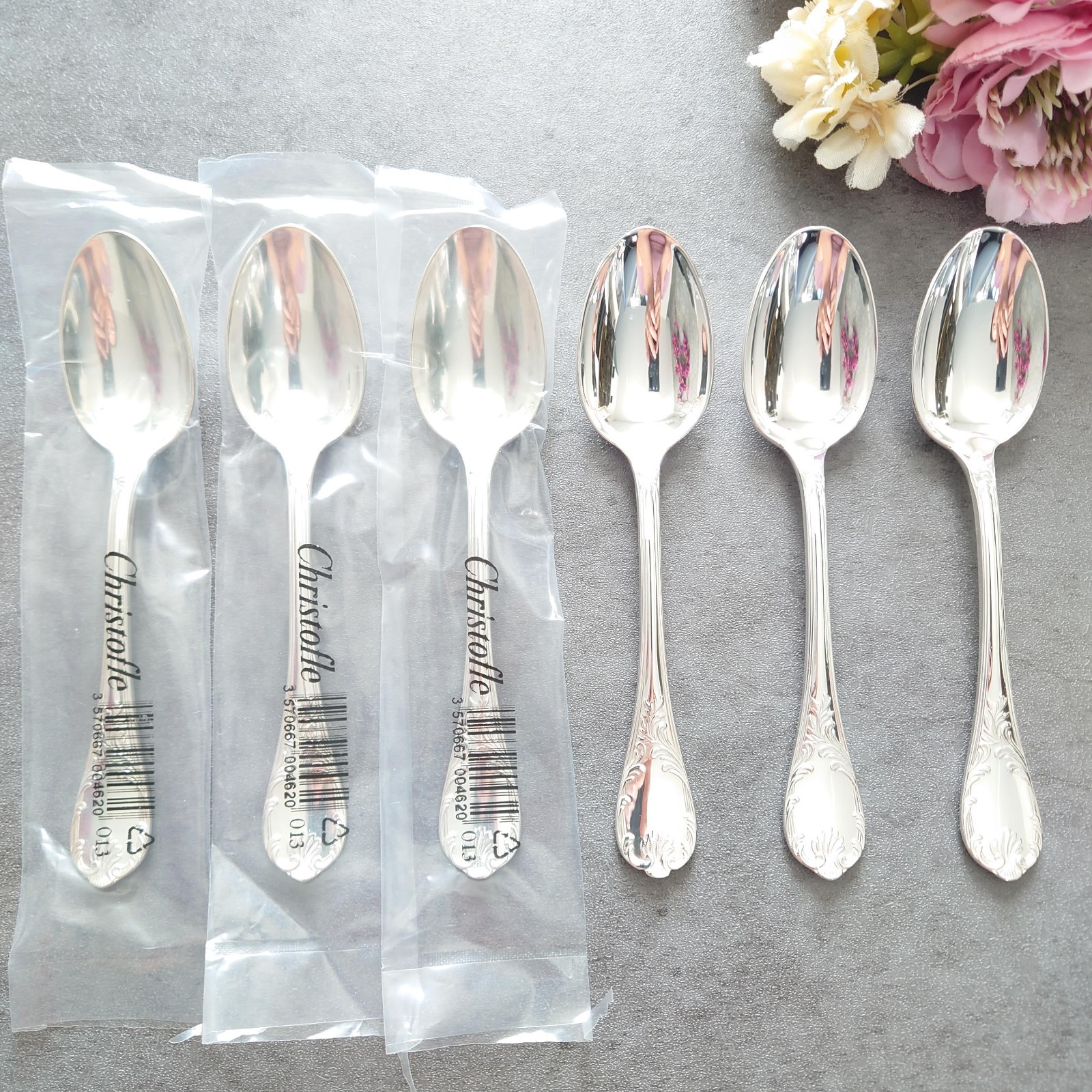 Christofle Marly 6pcs Silverplated Flatware Coffee Spoon Near MINT