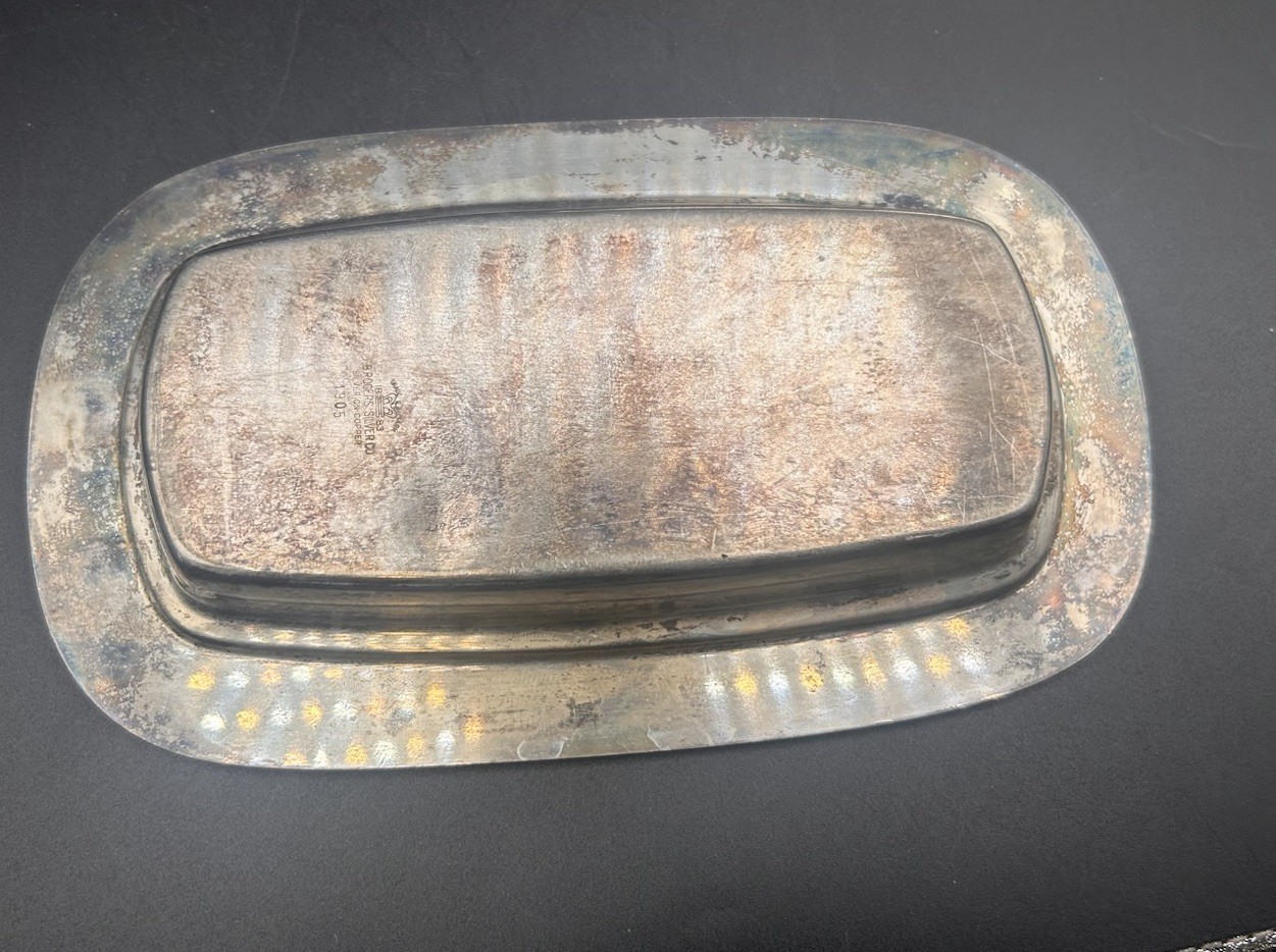 Vintage Silver plate Copper Butter Dish F.B. Rogers Silver Co. 1959 Rose Finial