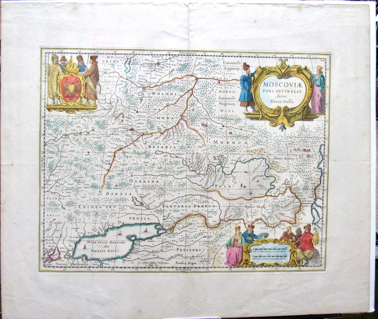 BLAEU 1650 RUSSIAE VULGO MOSCOVIA HAND COLORED ATLAS MAP UKRAINE MOSCOW