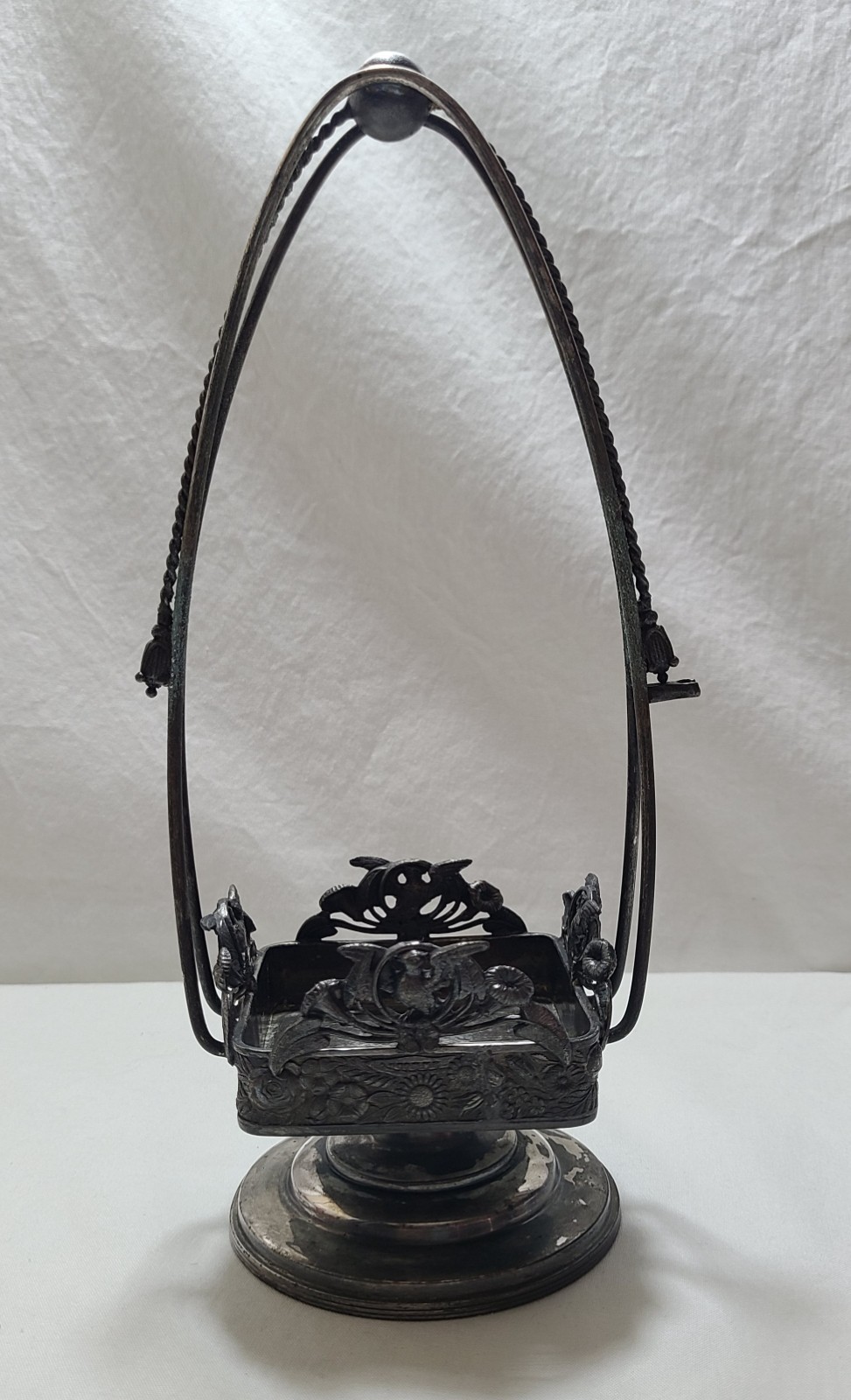 Antique Reed & Barton Silverplate Pickle Castor Frame Bird Floral Victorian