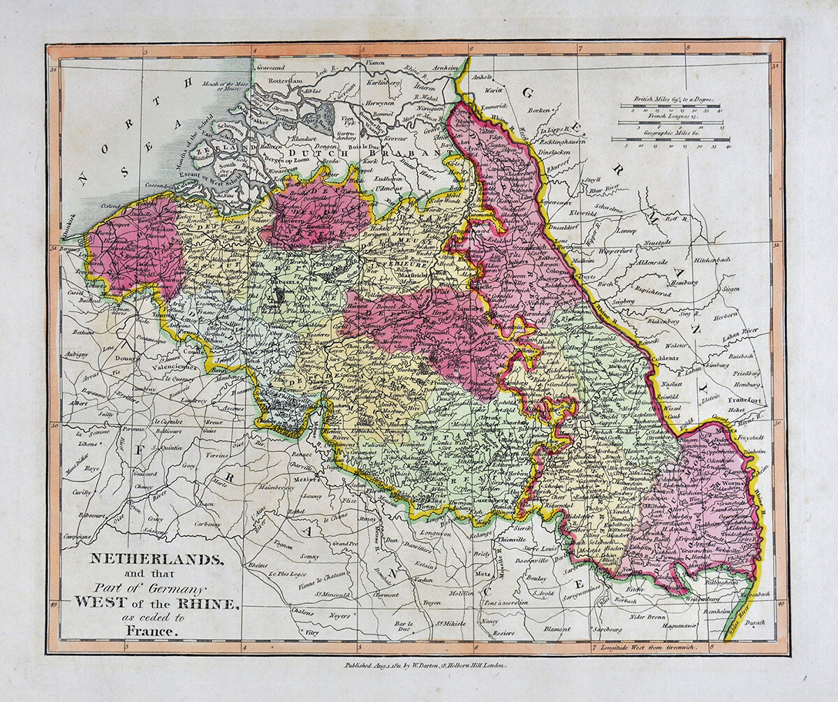 1812 Darton Union Atlas Map Netherlands Belgium Germany West of Rhine France