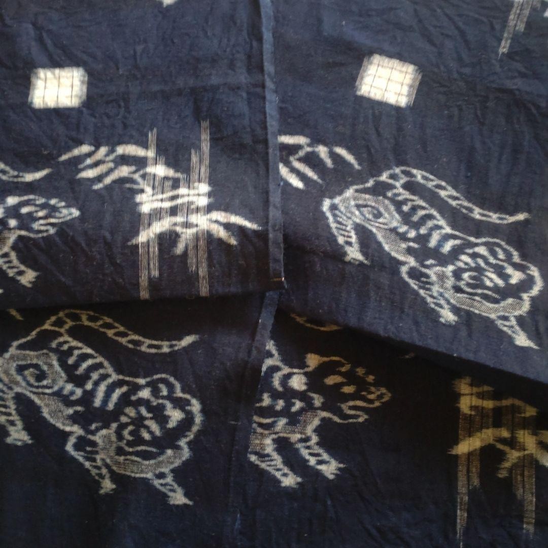 Indigo Dyed Cotton Fabric Scraps e kasuri 2 Piece Set 28×70 28×72 cm