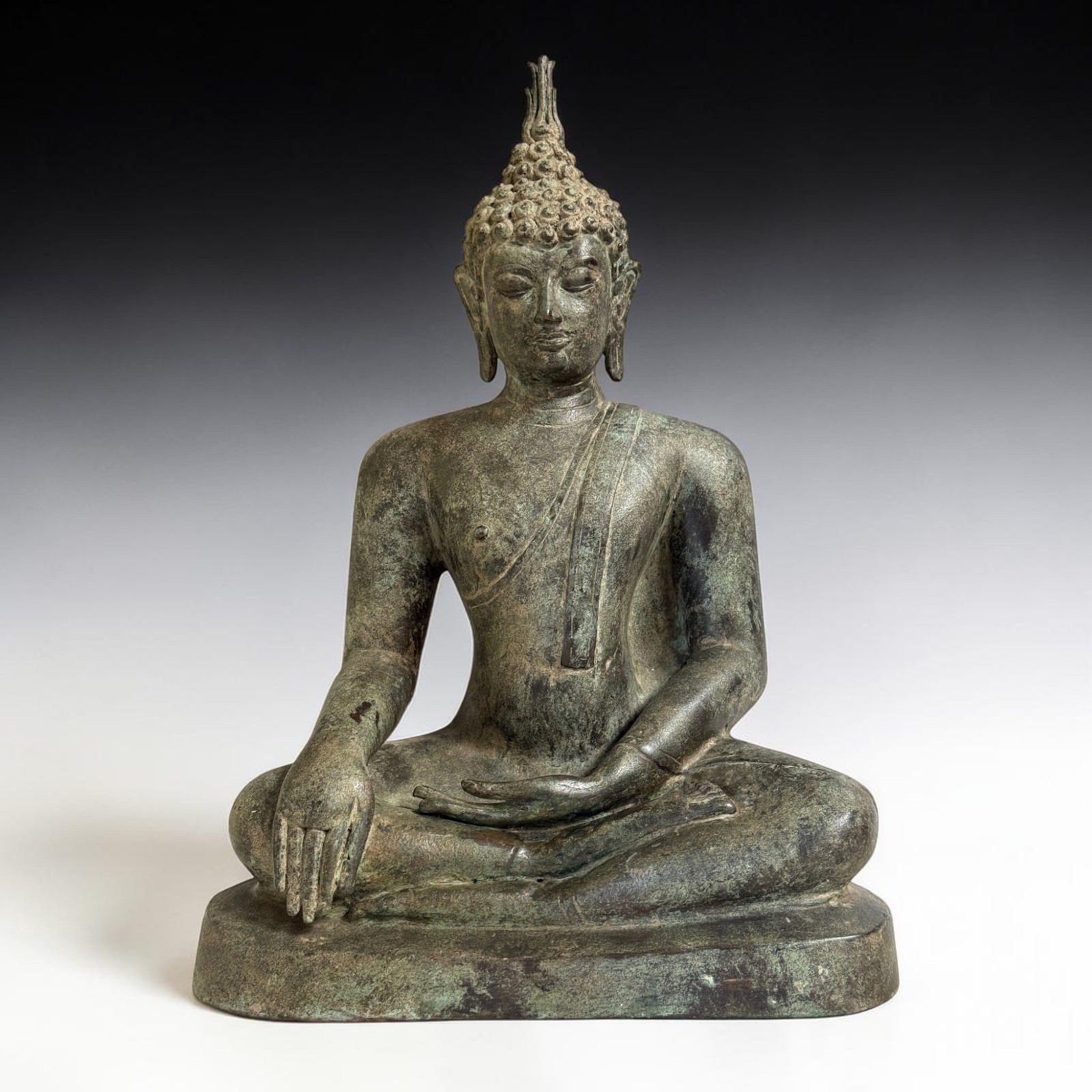 Bronze Buddha Statue Thailand Ayutthaya 35cm Meditation Decor Sculpture