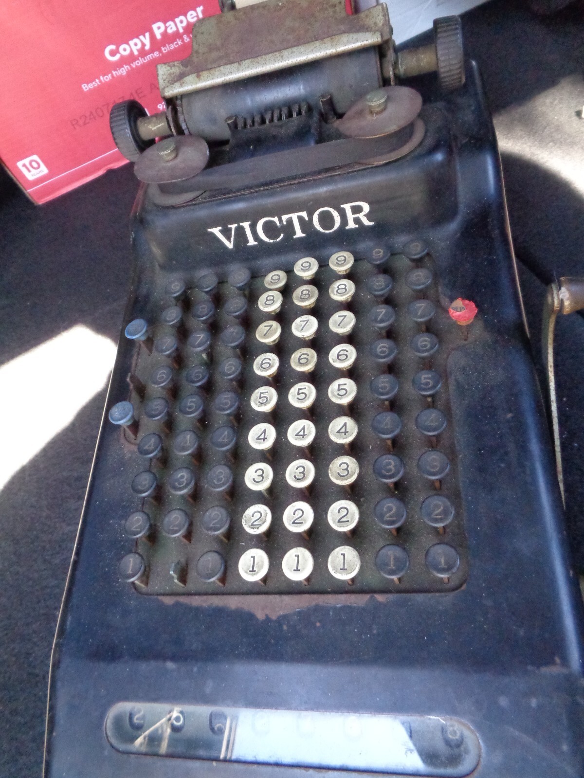 Antique Vintage Victor Hand Crank Adding Machine 1920’s 1930’s functional