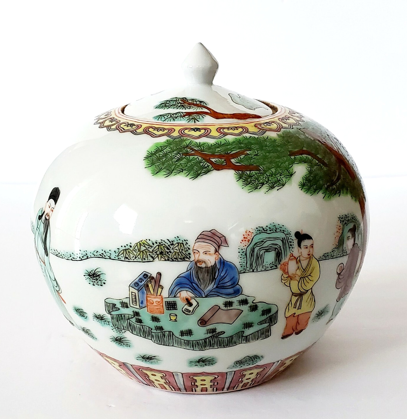 ANTIQUE CHINESE FAMILLE ROSE CHINOISERIE PORCELAIN GINGER JAR VASE